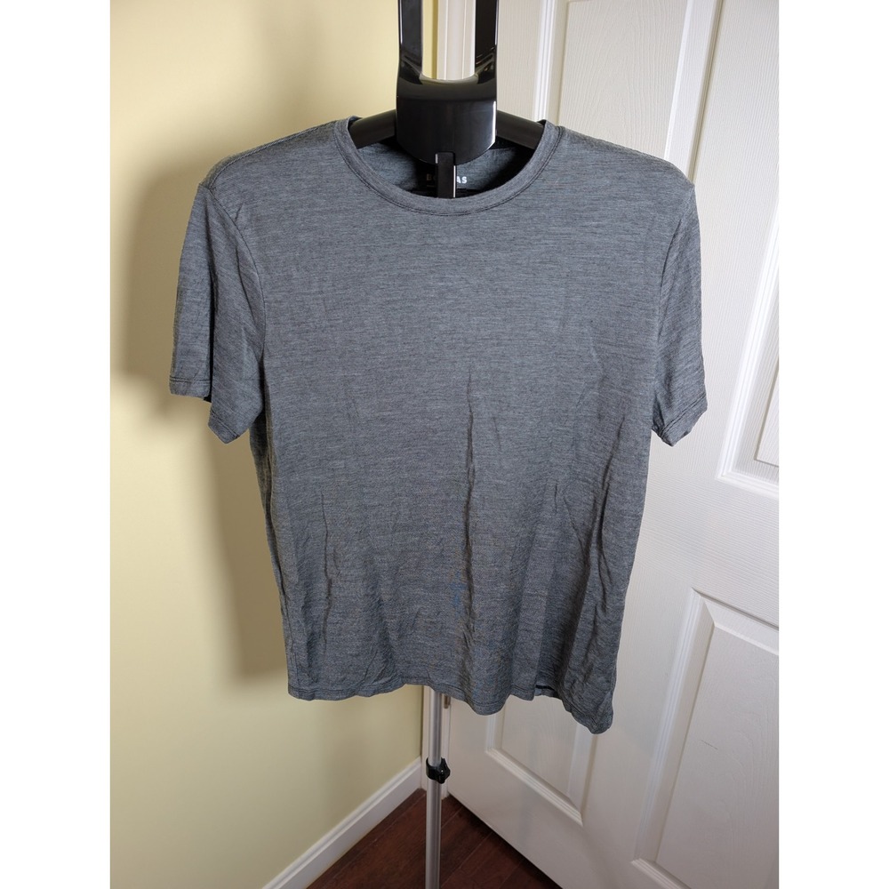 Bombas T-Shirt Mens Medium Grey Merino Wool Tencel Blend Micro Stripe Crewneck